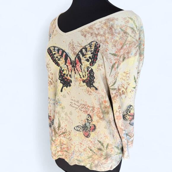 Y2K Fairycore Morning Sun Butterfly Top 2X – Beaded Naturecore Boho Blouse - Picture 3 of 8